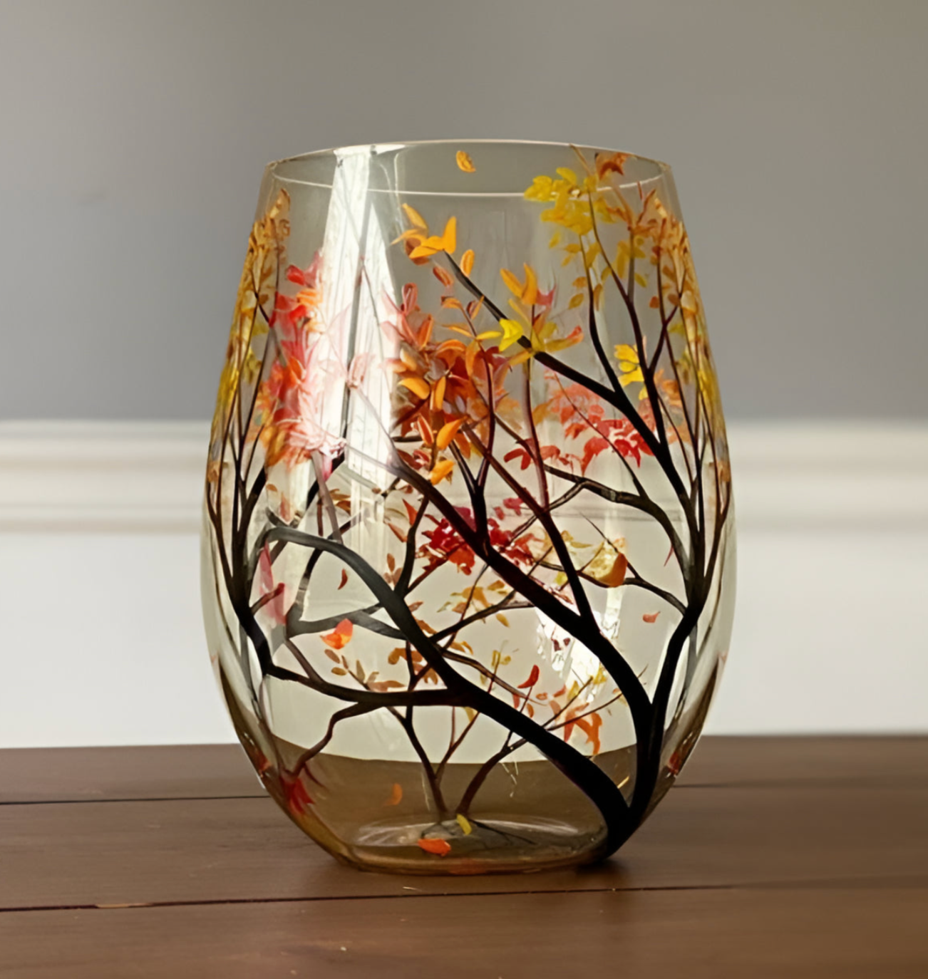 Four Seasons Tree Wine Glasses – Hand Painted Art