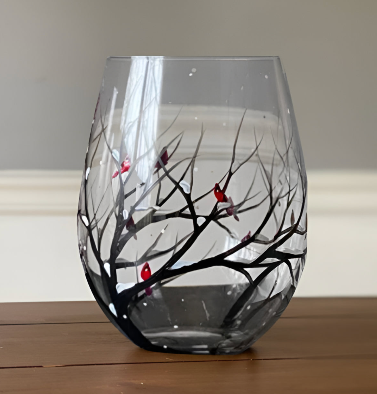 Four Seasons Tree Wine Glasses – Hand Painted Art