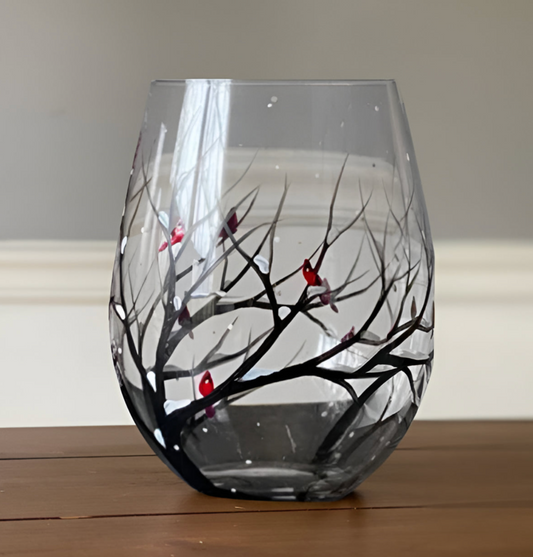 Four Seasons Tree Wine Glasses – Hand Painted Art