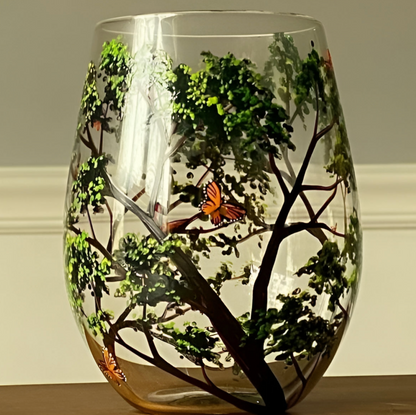 Four Seasons Tree Wine Glasses – Hand Painted Art