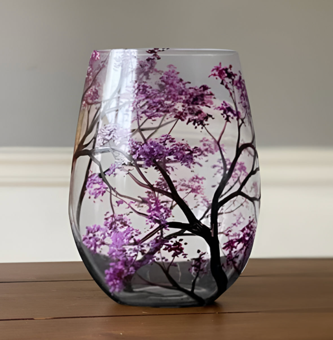 Four Seasons Tree Wine Glasses – Hand Painted Art