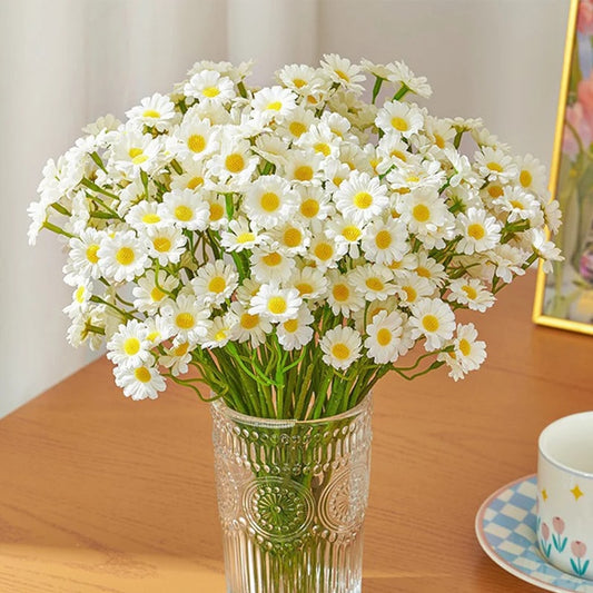 Artificial Small Daisy Bouquet, Fake Daisy Flowers for Wedding Party Table Decoration, DIY Home Decor Valentines Gift