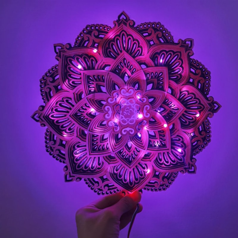 Handmade Wooden Mandala Wall Lamp