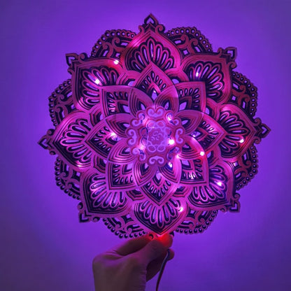 Handmade Wooden Mandala Wall Lamp