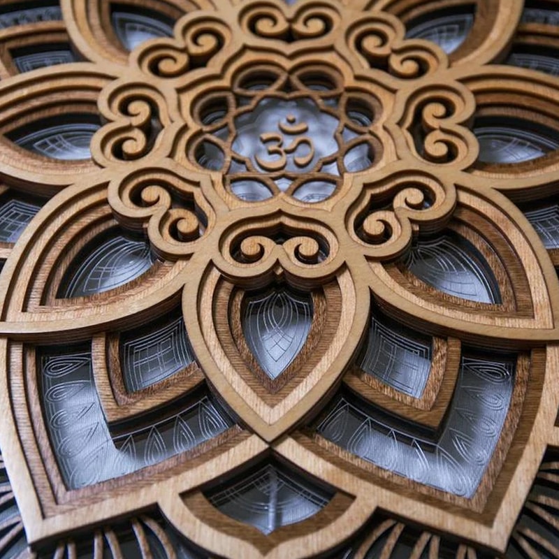 Handmade Wooden Mandala Wall Lamp