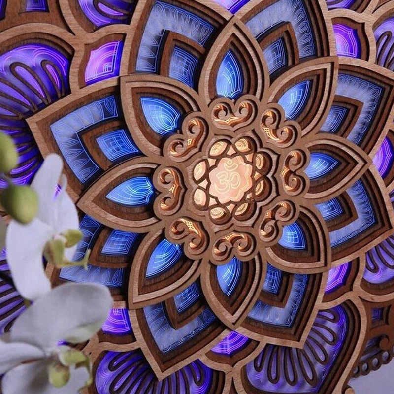 Handmade Wooden Mandala Wall Lamp
