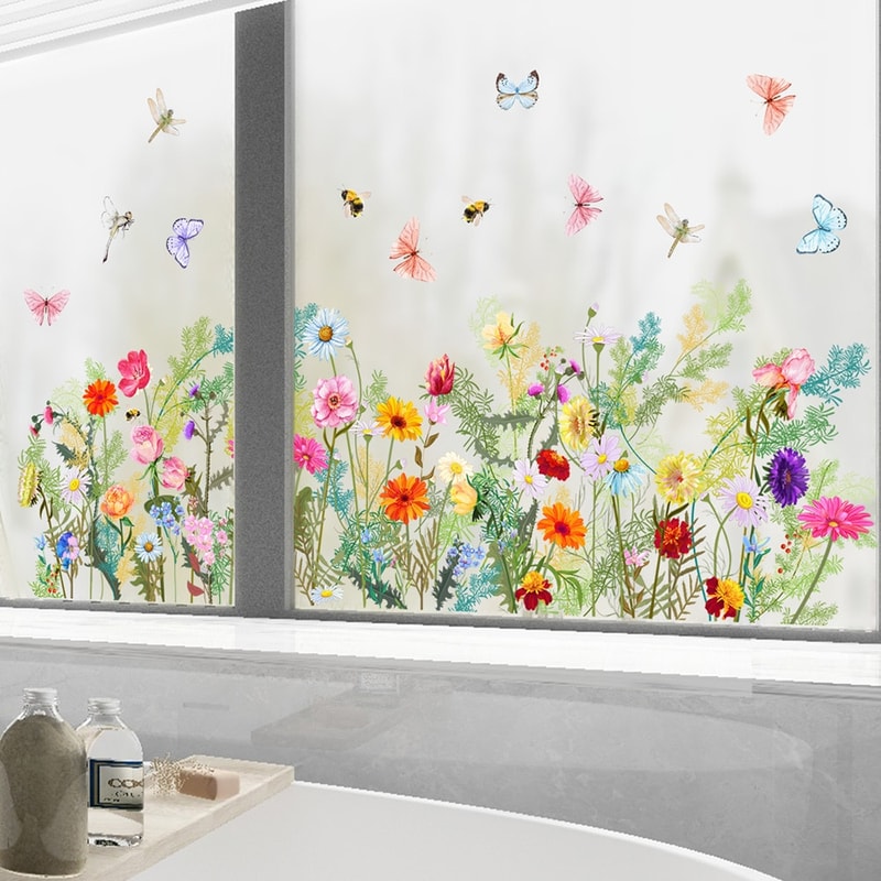 1PC Butterfly Flowers Wall Stickers for Living room Bedroom Background Wall Decor Room Decoration Decals Wallpaper