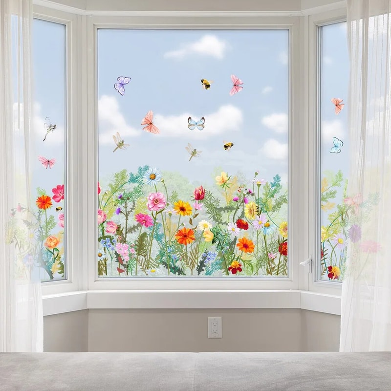 1PC Butterfly Flowers Wall Stickers for Living room Bedroom Background Wall Decor Room Decoration Decals Wallpaper