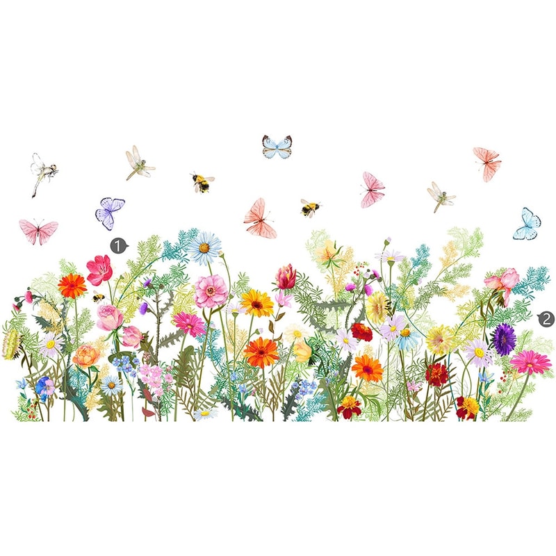 1PC Butterfly Flowers Wall Stickers for Living room Bedroom Background Wall Decor Room Decoration Decals Wallpaper