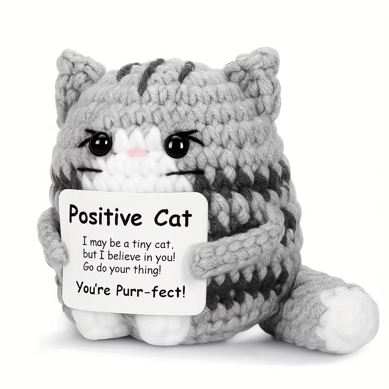 Handmade Cat Accessories with Positive Energy Cards | Anime-Style Polyester Home Decor Gift