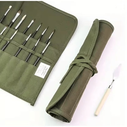 ArtRoll Canvas Brush Storage Bag 22 Slot Roll Up Brush Case