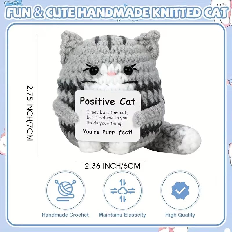 Handmade Cat Accessories with Positive Energy Cards | Anime-Style Polyester Home Decor Gift