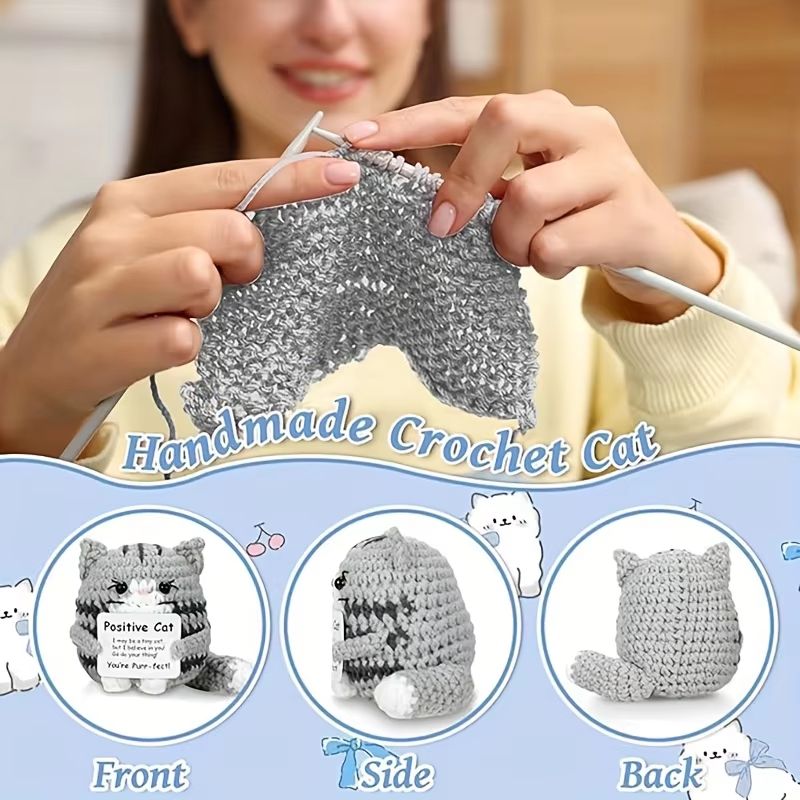 Handmade Cat Accessories with Positive Energy Cards | Anime-Style Polyester Home Decor Gift