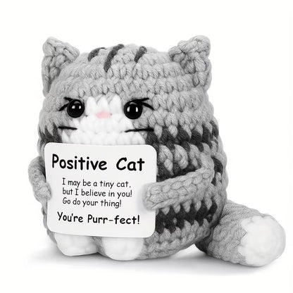 Handmade Cat Accessories with Positive Energy Cards | Anime-Style Polyester Home Decor Gift
